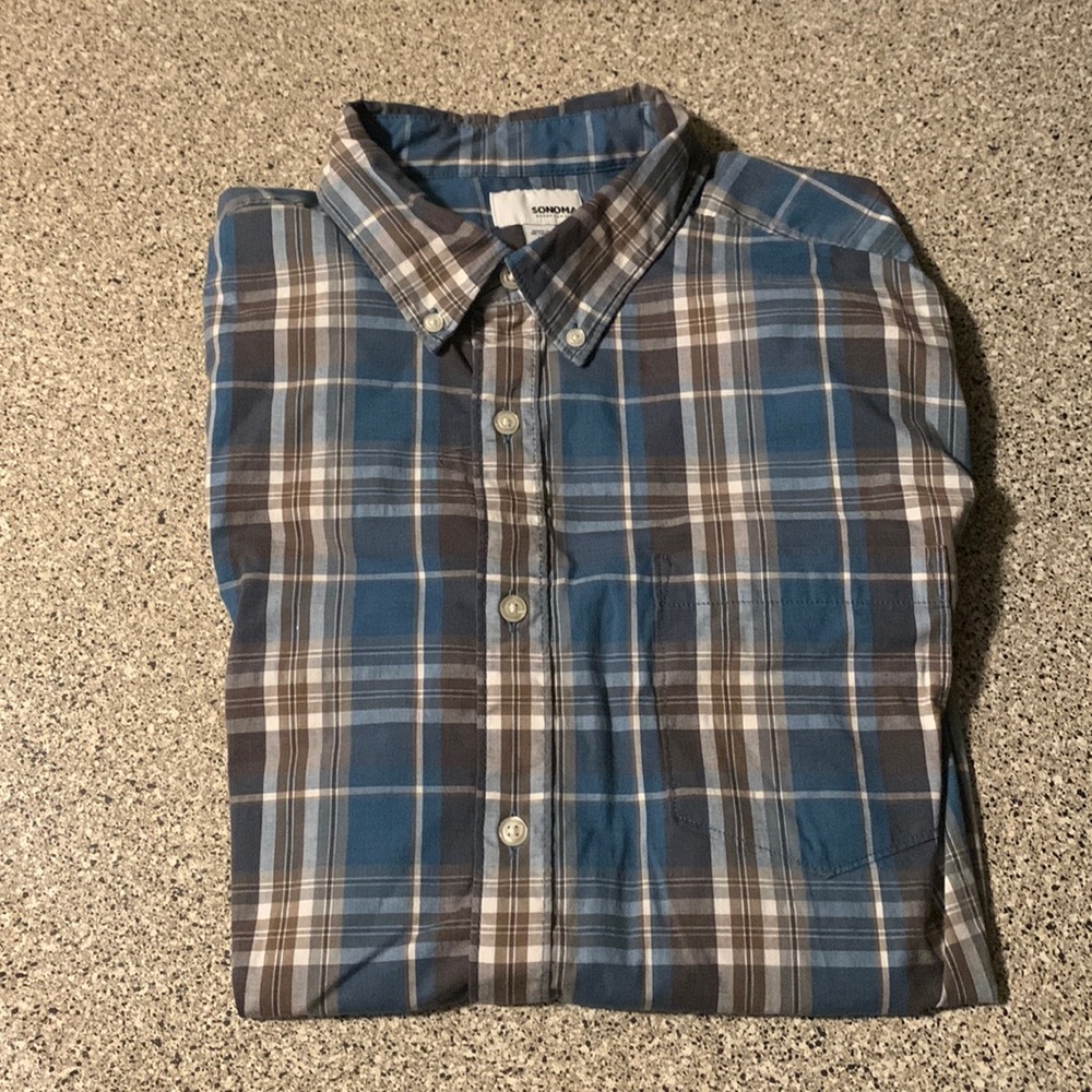 Sonoma Long Sleeve Button Down XL men’s Shirt Blue multicolor